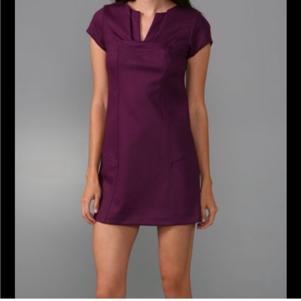 Diane Von Furstenberg DVF wool blend Valda plum purple mini Shift dress …